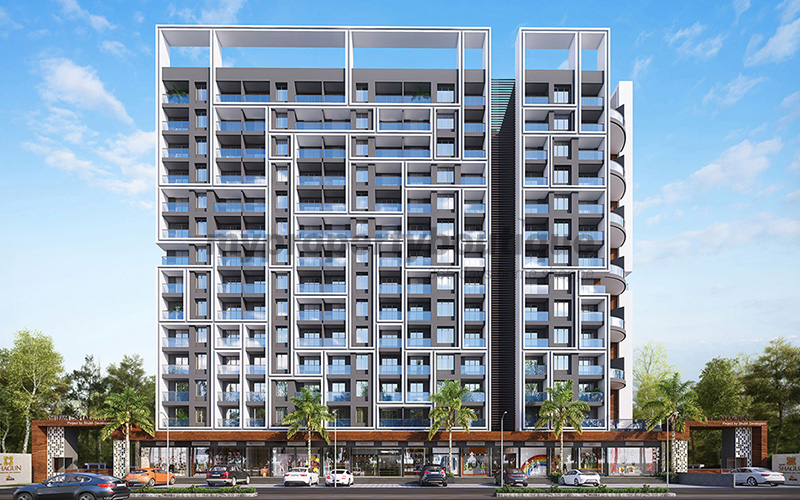 Grow India Nirmiti is developing a high rise residential-cum-commercial complex in Pune district, Maharashtra